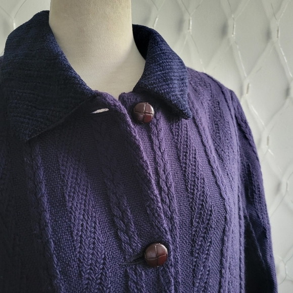 Vintage Wool Sweater Coat • Made In Ireland • Cable Knit • Tagged Medium - Picture 2 of 8